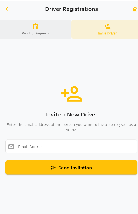 Driver registrations and records screen