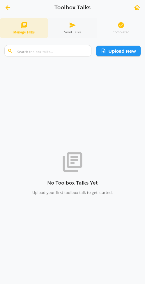 Toolbox talks tracking screen